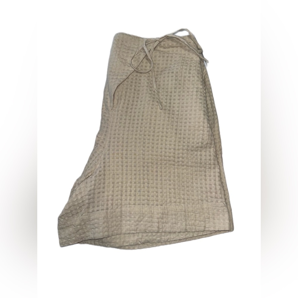 Free People free-est Pucker Check Wrap Shorts Oatmeal 100% Cotton Size L - Picture 5 of 14
